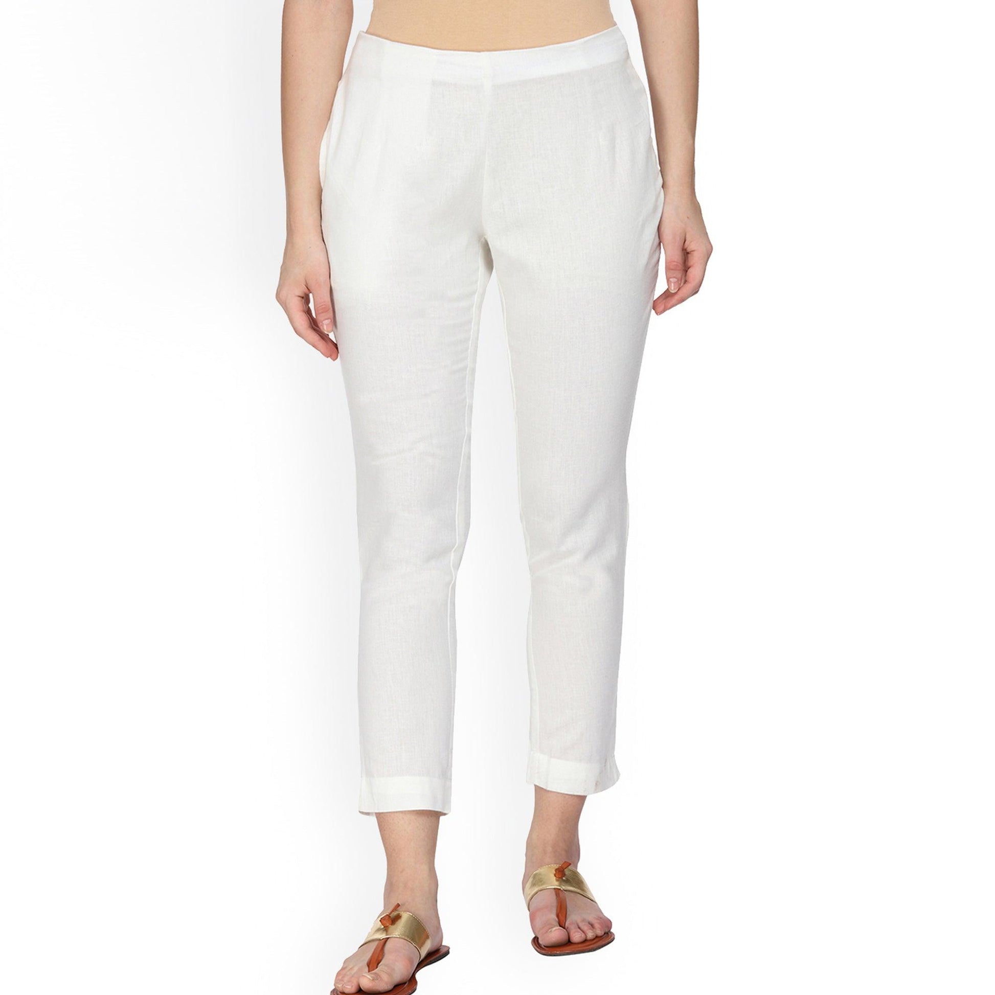 Majesty White Colored Casual Wear Cotton Pant