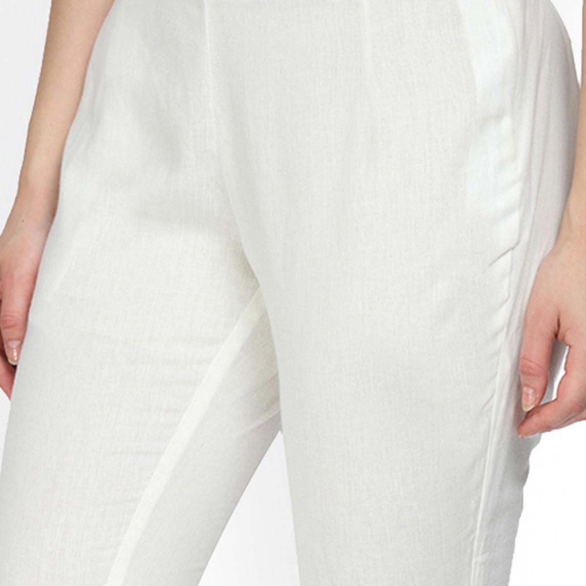 Majesty White Colored Casual Wear Cotton Pant