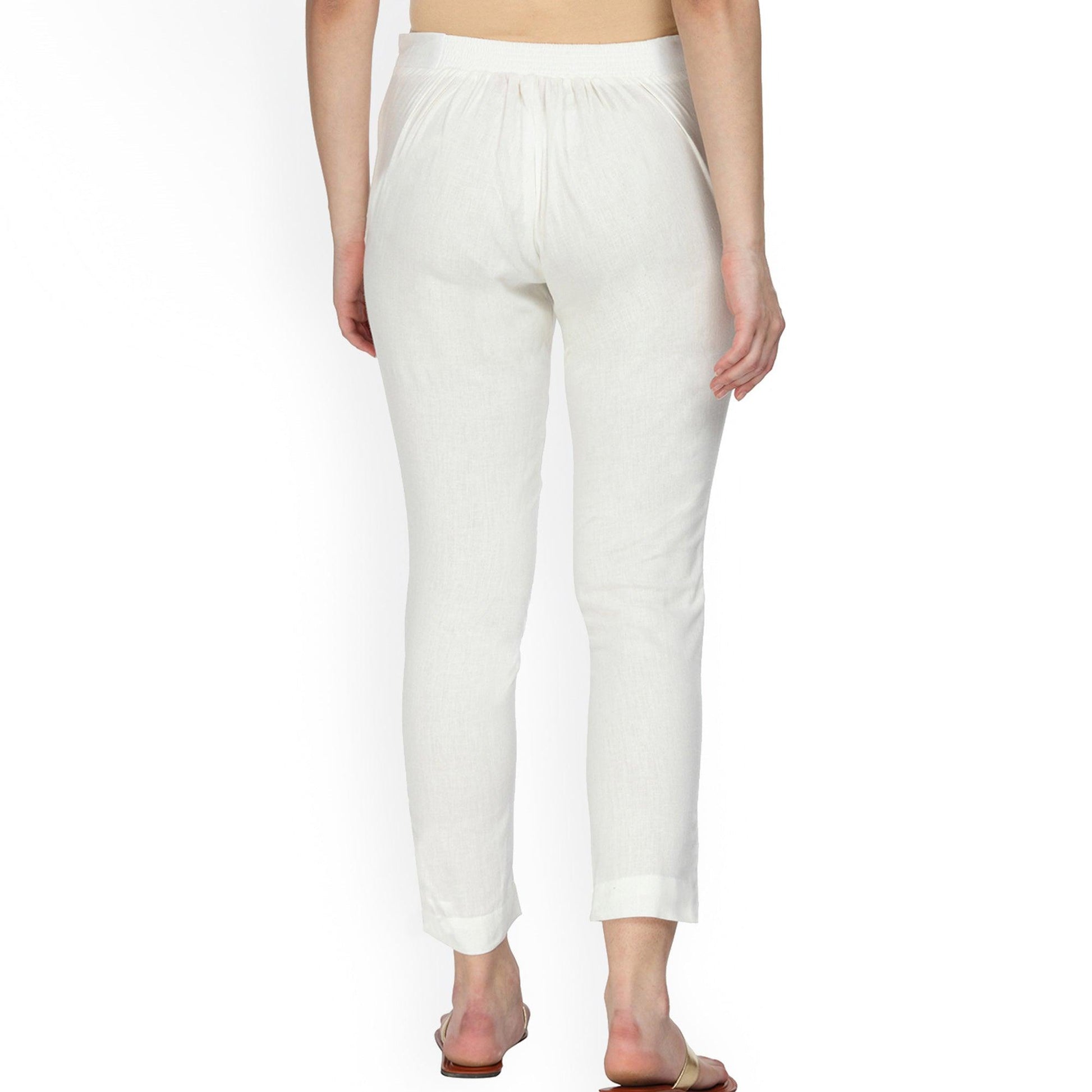 Majesty White Colored Casual Wear Cotton Pant