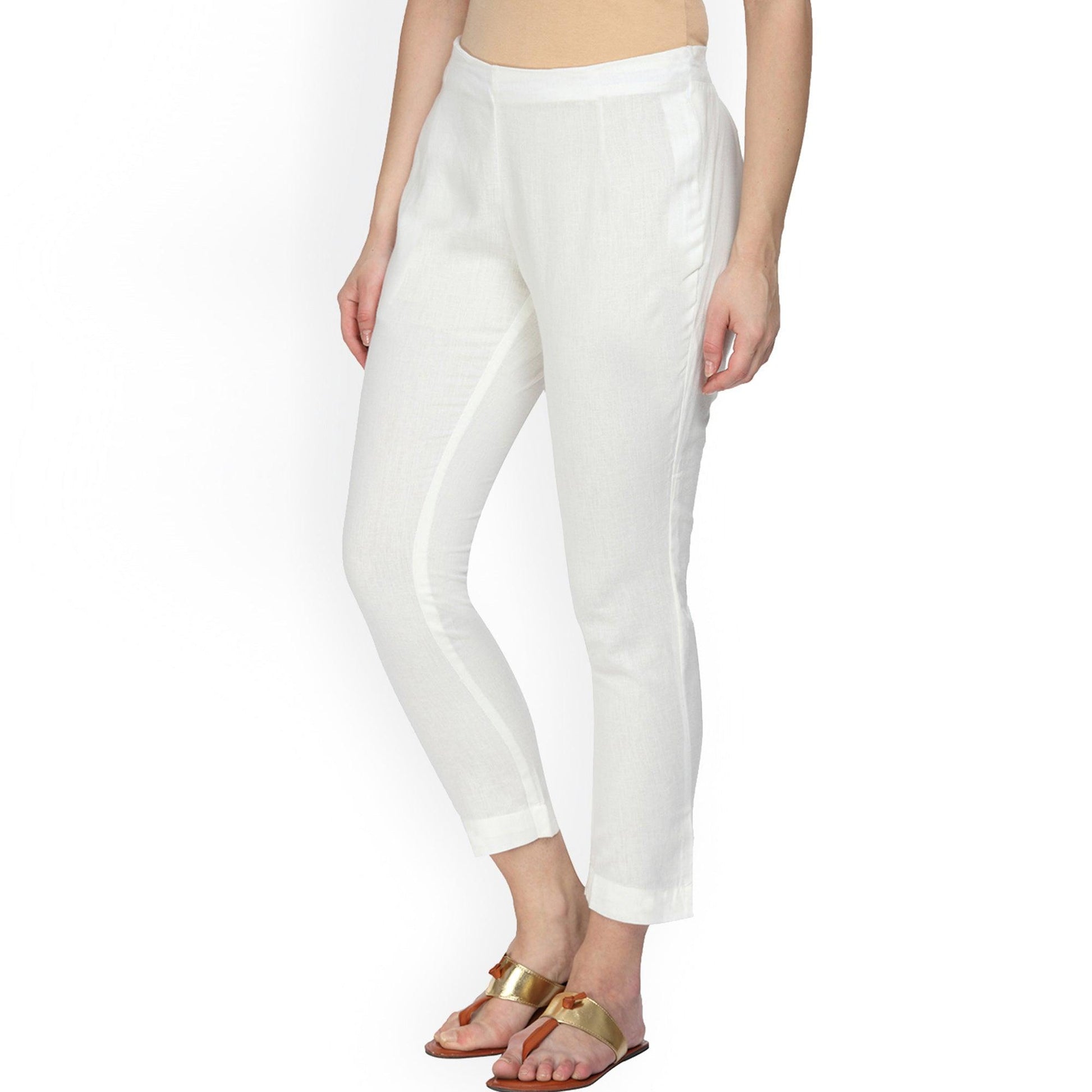 Majesty White Colored Casual Wear Cotton Pant