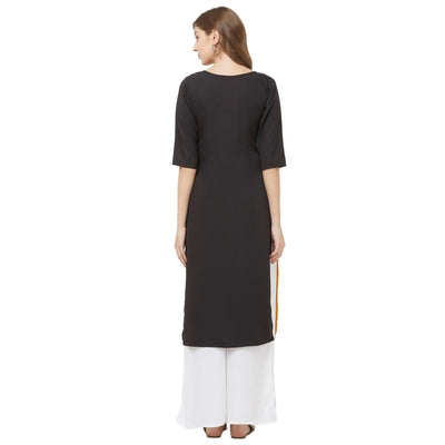 Majesty White-Yellow Colored Casual Printed Crepe Kurti