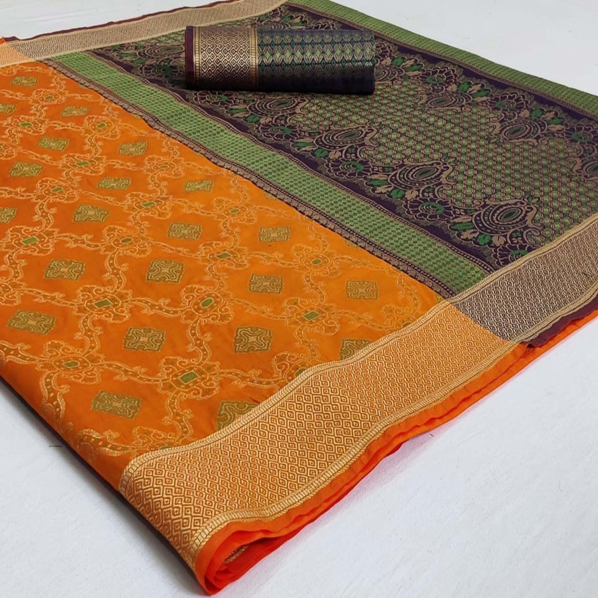 Majesty Yellow Colored Festive Wear Woven Silk Saree