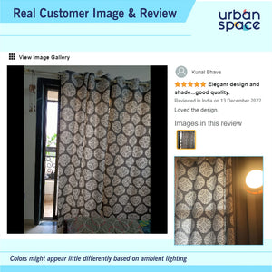 Premium 100% Cotton Curtain for Window & Curtains for Door - Pack of 1 Curtain, New Mandala Grey