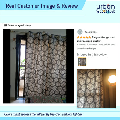 Premium 100% Cotton Curtain for Window & Curtains for Door - Pack of 1 Curtain, New Mandala Grey