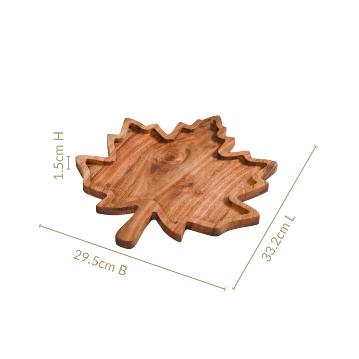 Acacia Wood Maple Leaf Serving Platter