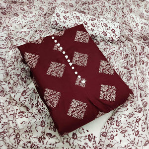 Maroon And Grey Dress Material Pack Of 2