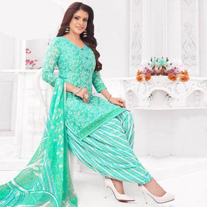 Maroon And Turquoise Patiala Crepe Dress Material Pack Of 2