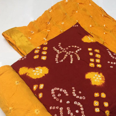 Maroon Bandhani Printed Pure Cotton Dress Material