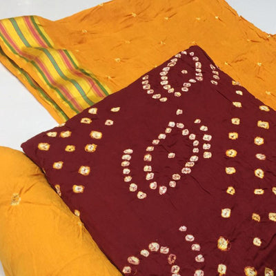 Maroon Bandhani Printed Pure Cotton Dress Material