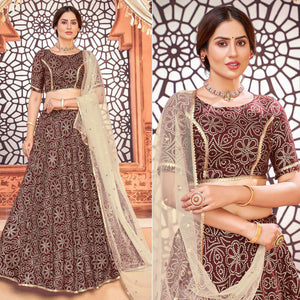 Maroon Bandhani Printed Tapetta Silk Lehenga Choli