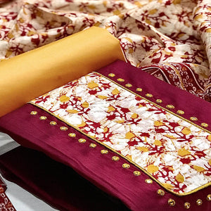 Maroon Batik Printed Art Silk Dress Material