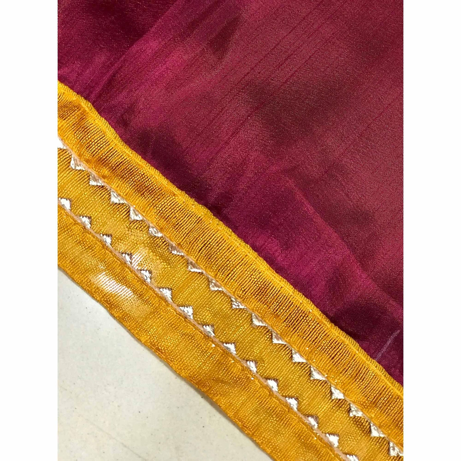 Maroon Batik Printed Art Silk Dress Material