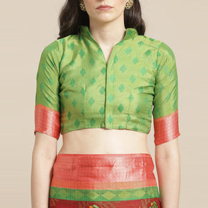 Maroon Casual Brasso Printed Saree With Unstitched Blouse