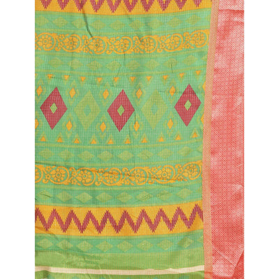 Maroon Casual Brasso Printed Saree With Unstitched Blouse