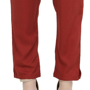 Maroon Casual Wear Cotton Pant