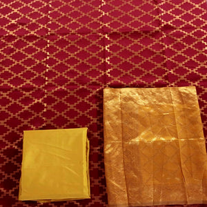 Maroon Casual Wear Embroidered Banarasi Silk Dress Material