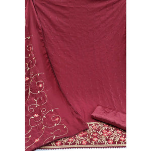 Maroon Casual Wear Floral Embroidered Georgette Dress Material
