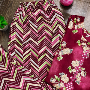 Maroon Casual Wear Mirror Printed Ruby Cotton Kurti Pant Set