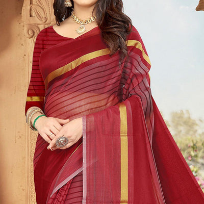 Maroon Casual Wear Printed Art Silk Saree