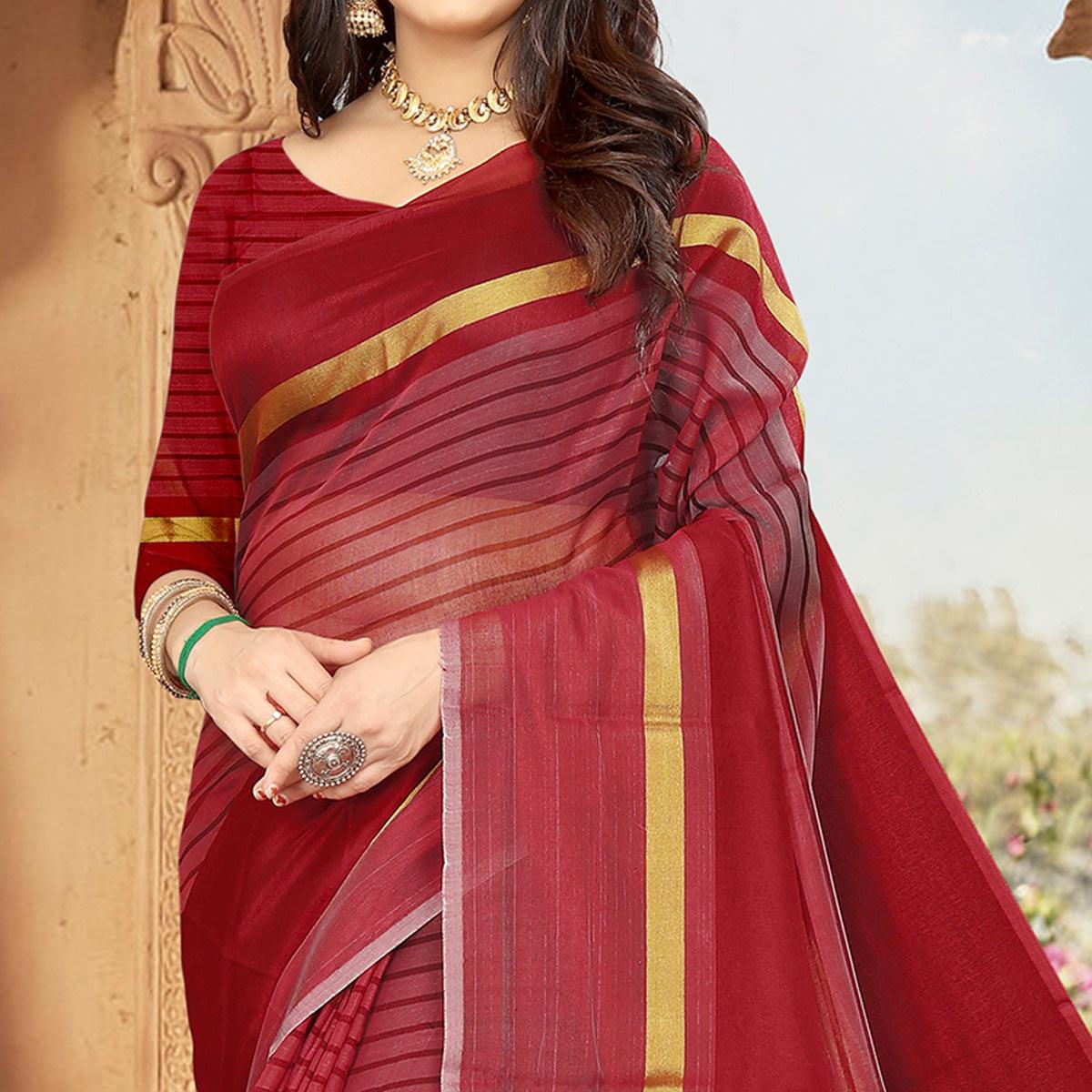 Maroon Casual Wear Printed Art Silk Saree
