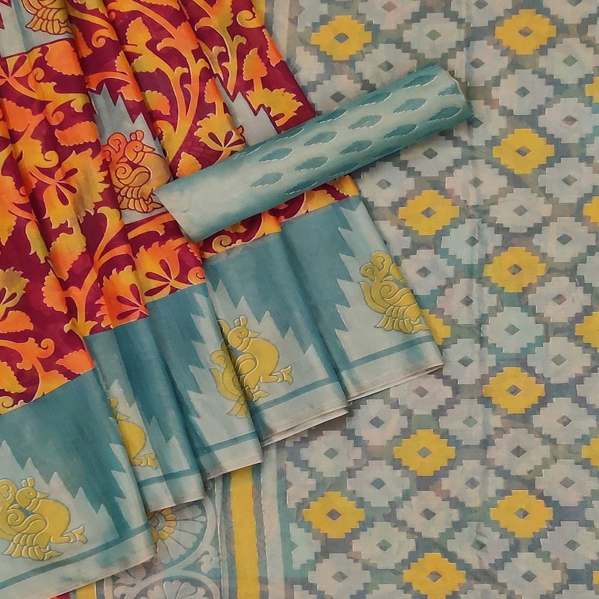 Maroon Casual Wear Printed Art Silk Saree