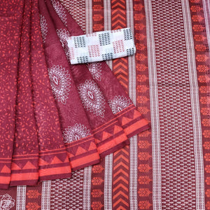 Maroon Casual Wear Printed Chanderi Saree