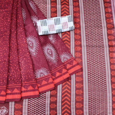 Maroon Casual Wear Printed Chanderi Saree