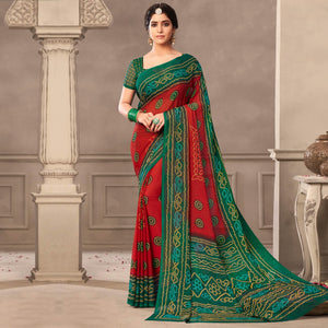 Maroon Casual Wear Printed Chiffon Saree