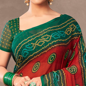 Maroon Casual Wear Printed Chiffon Saree