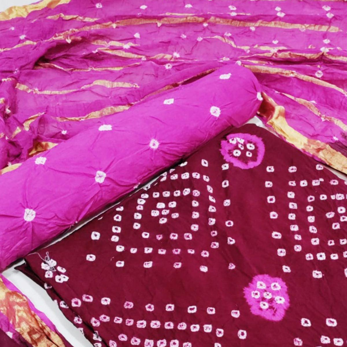 Maroon Casual Wear Printed Cotton Dress Material