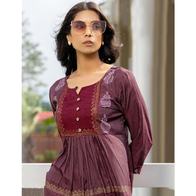 Maroon Casual Wear Printed Cotton Top