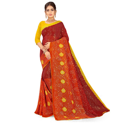 Maroon Casual Wear Printed Georgette Saree
