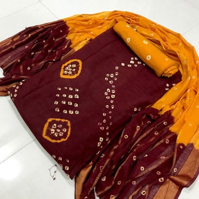 Maroon Casual Wear Printed Pure Cotton Dress Material