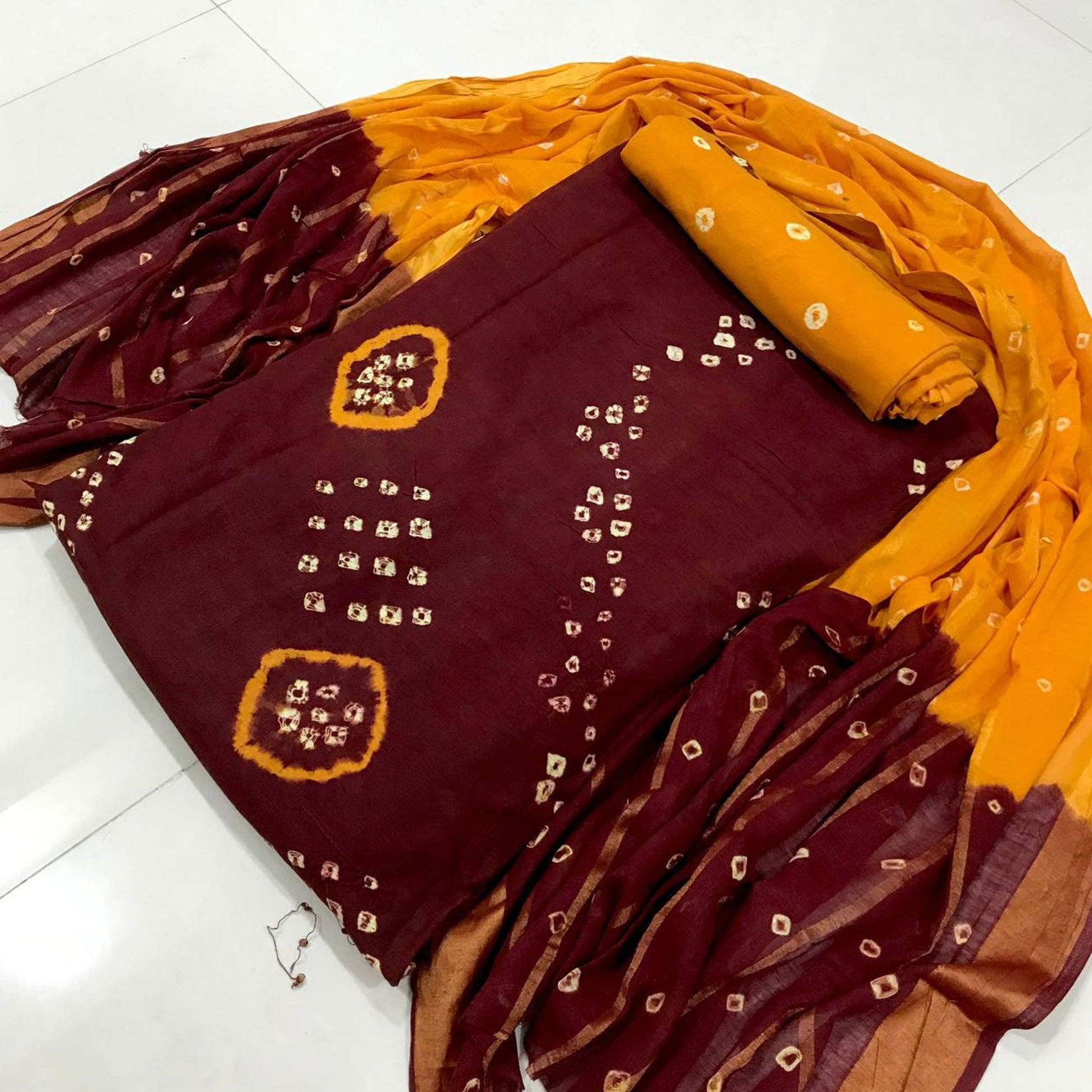 Maroon Casual Wear Printed Pure Cotton Dress Material