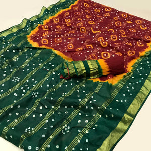 Maroon Casual Wear Printed Pure Cotton Saree