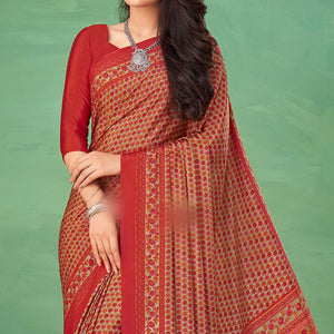 Maroon Casual Wear Printed Silk Saree