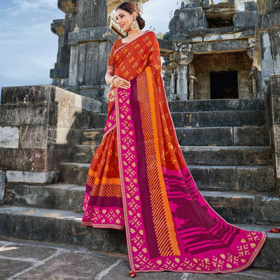 Maroon Casual Wear Printed Tussar Silk Saree