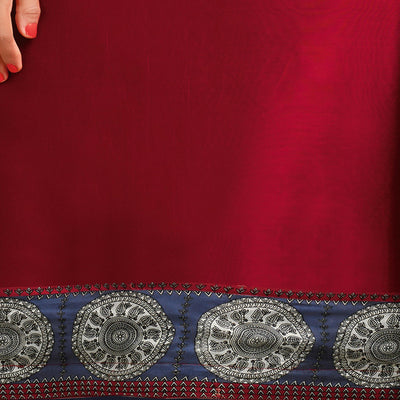 Maroon Digital Printed Chanderi Palazzo Suit