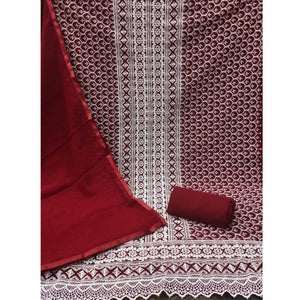 Maroon Embroidered Georgette Dress Material