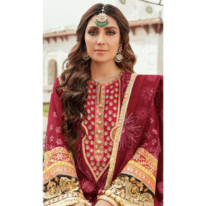 Maroon Embroidered Georgette Pakistani Suit