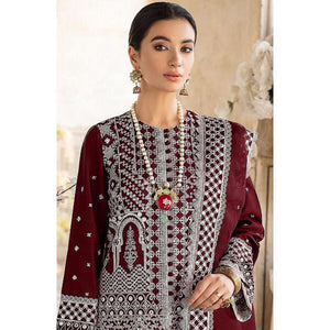 Maroon Embroidered Georgette Partywear Pakistani Suit