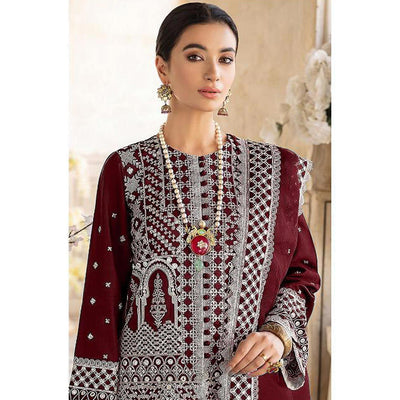 Maroon Embroidered Georgette Partywear Pakistani Suit