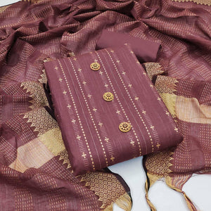 Maroon Embroidered Pure Cotton Dress Material