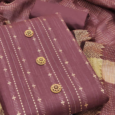 Maroon Embroidered Pure Cotton Dress Material