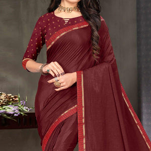 Maroon Festive Wear Embellished Art Silk Saree