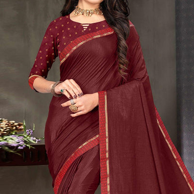 Maroon Festive Wear Embellished Art Silk Saree