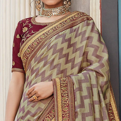 Maroon Festive Wear Embroidered Art Silk Saree