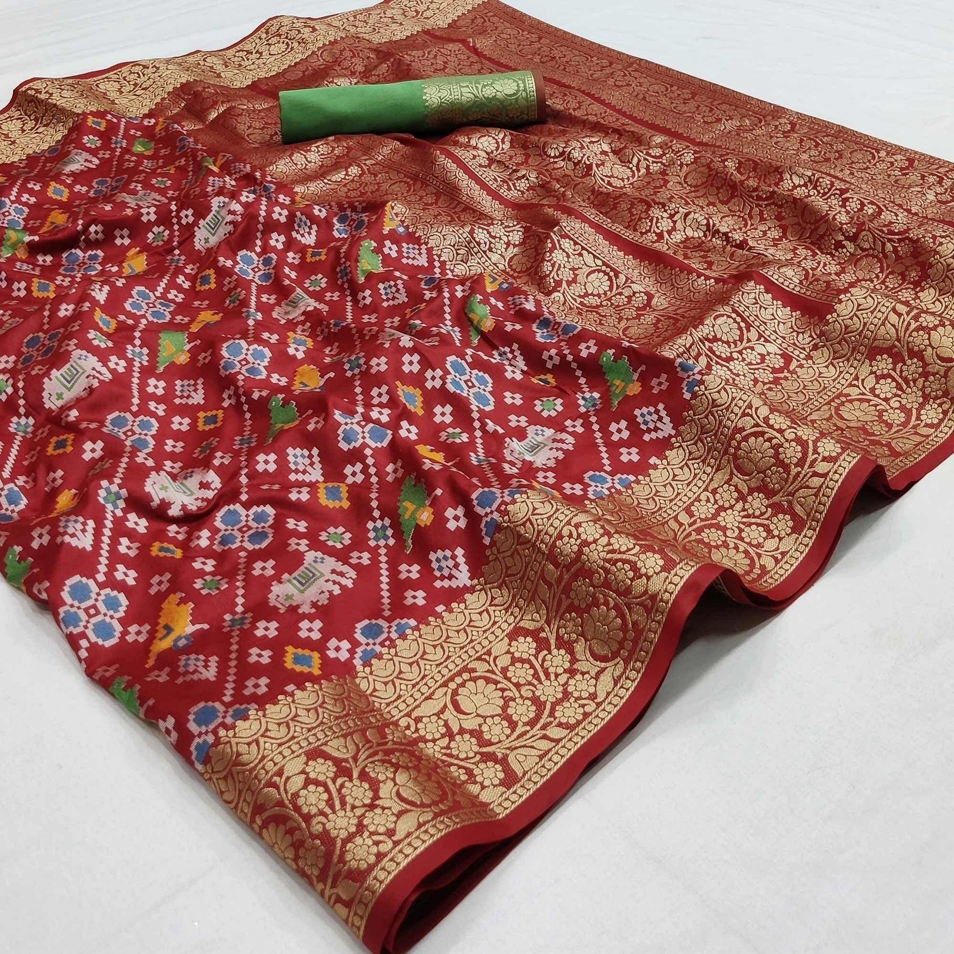 Maroon Festive Wear Patola Printed Art Silk Saree