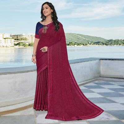 Maroon Festive Wear Printed Brasso Saree