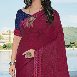 Maroon Festive Wear Printed Brasso Saree